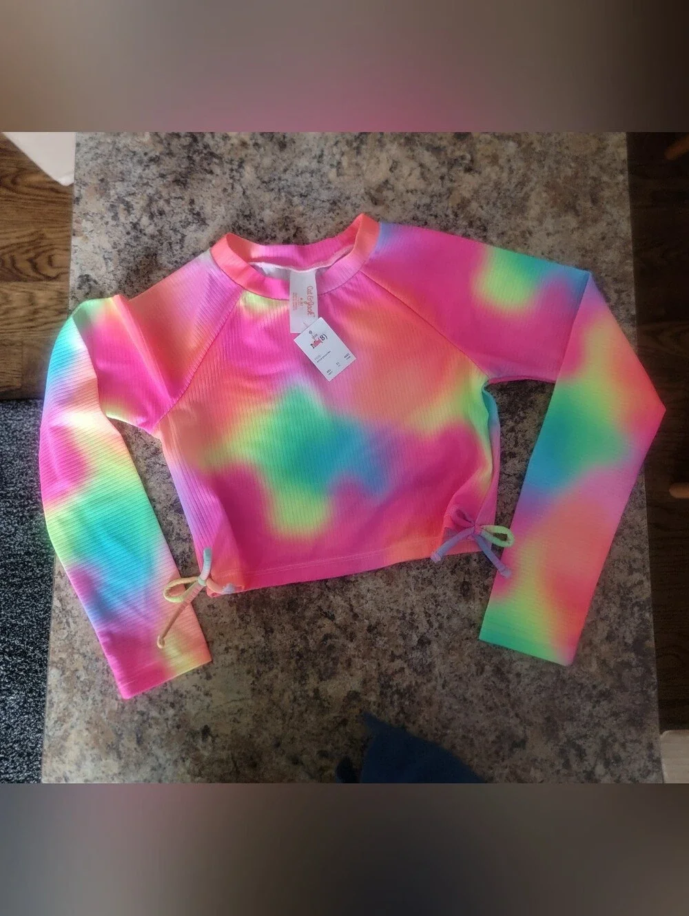 Girls' Long Sleeve Whirlpool Rainbow Bikini Set. Cat & Jack Pink Sz M(8) & XL(14